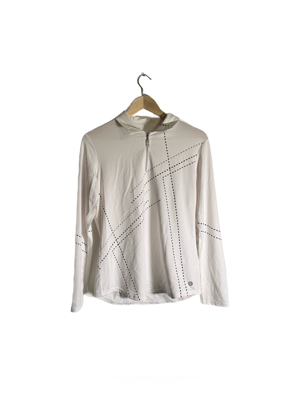 Bette & Court Quarter Zip Long Sleeve Polo Shirt Womens Medium White Golf Tennis